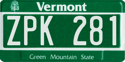 VT license plate ZPK281