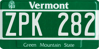 VT license plate ZPK282