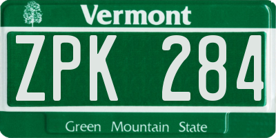 VT license plate ZPK284