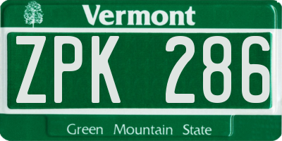 VT license plate ZPK286