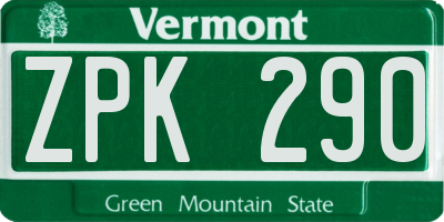 VT license plate ZPK290