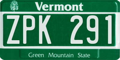 VT license plate ZPK291