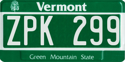 VT license plate ZPK299