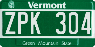 VT license plate ZPK304