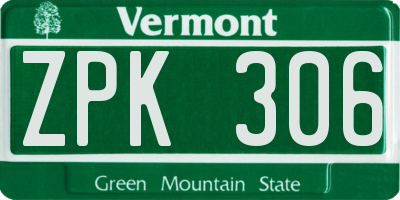 VT license plate ZPK306