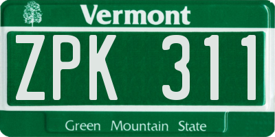 VT license plate ZPK311