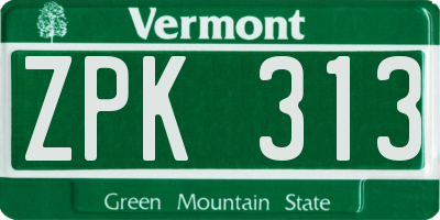 VT license plate ZPK313