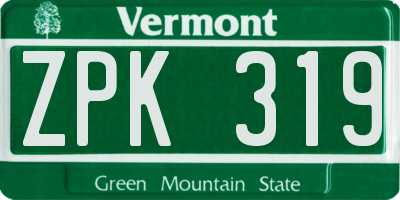 VT license plate ZPK319