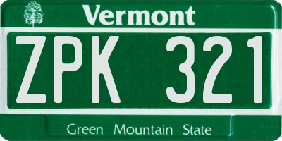 VT license plate ZPK321