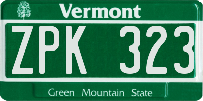 VT license plate ZPK323