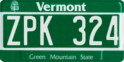 VT license plate ZPK324