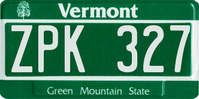 VT license plate ZPK327