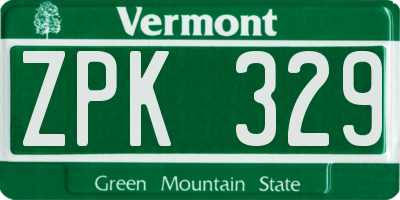 VT license plate ZPK329