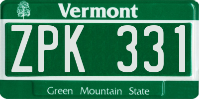 VT license plate ZPK331