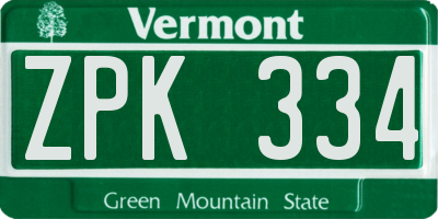 VT license plate ZPK334