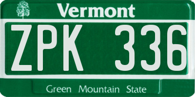 VT license plate ZPK336