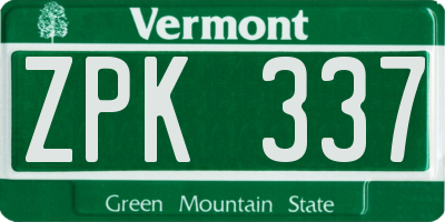 VT license plate ZPK337
