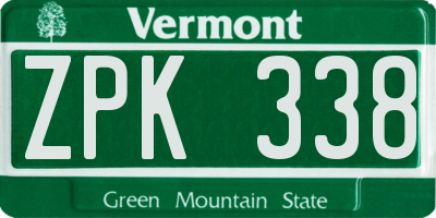 VT license plate ZPK338