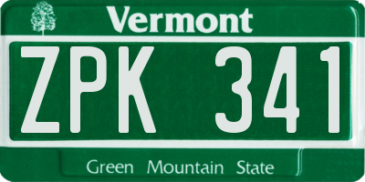 VT license plate ZPK341