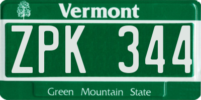VT license plate ZPK344