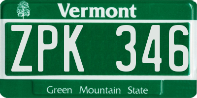 VT license plate ZPK346