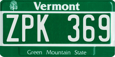 VT license plate ZPK369