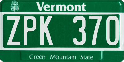 VT license plate ZPK370