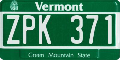 VT license plate ZPK371
