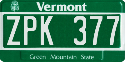 VT license plate ZPK377