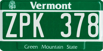VT license plate ZPK378