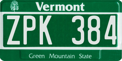 VT license plate ZPK384