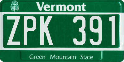 VT license plate ZPK391