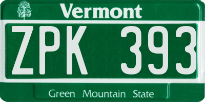 VT license plate ZPK393