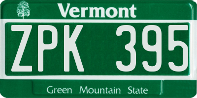 VT license plate ZPK395