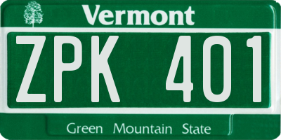 VT license plate ZPK401