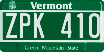VT license plate ZPK410