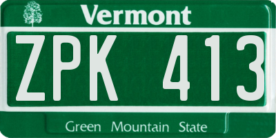 VT license plate ZPK413