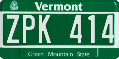 VT license plate ZPK414