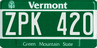VT license plate ZPK420