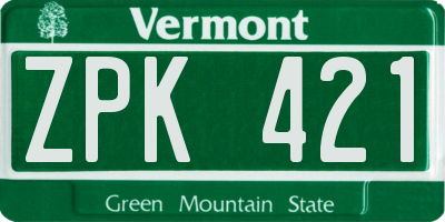 VT license plate ZPK421