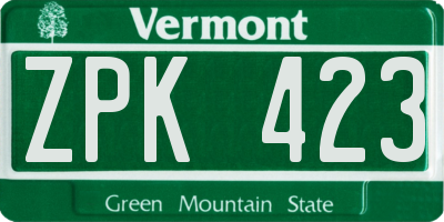 VT license plate ZPK423