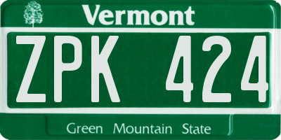VT license plate ZPK424