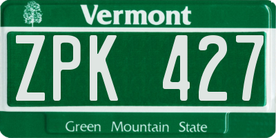 VT license plate ZPK427