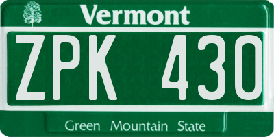 VT license plate ZPK430