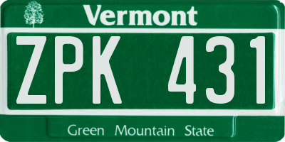 VT license plate ZPK431