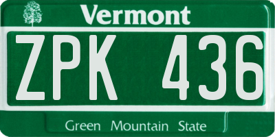 VT license plate ZPK436