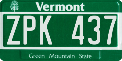 VT license plate ZPK437