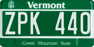 VT license plate ZPK440