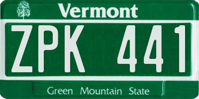 VT license plate ZPK441