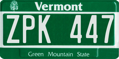 VT license plate ZPK447